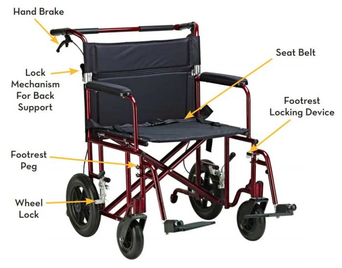Bariatric Aluminum Transport Chair 22 in