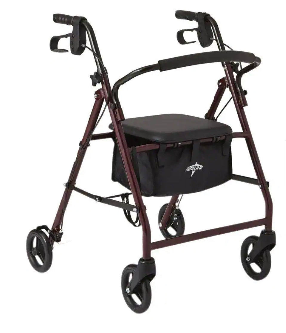 Medline Basic Rollator W/ 6in wheels Burgundy