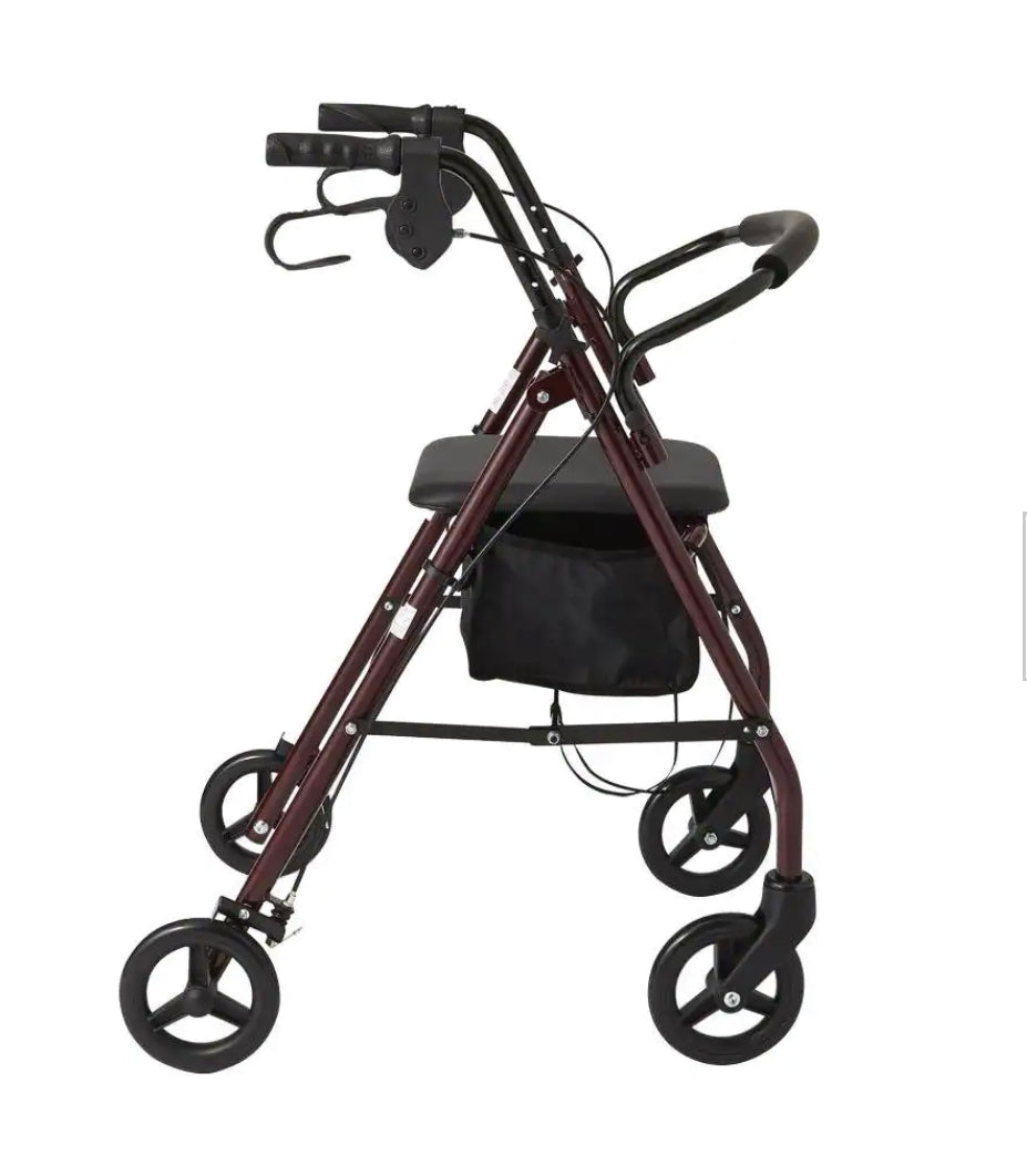 Medline Basic Rollator W/ 6in wheels Burgundy