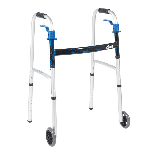 Deluxe, Trigger Release Folding Walker with 5" Wheels (DRIVE)