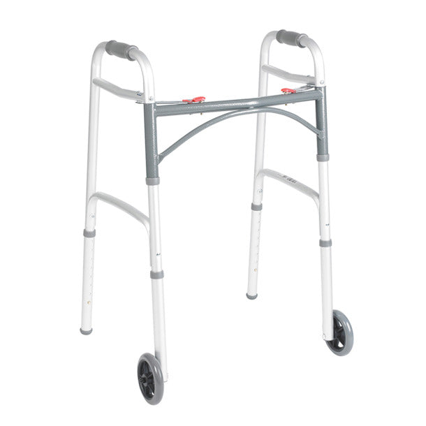 Deluxe Folding Walker, Two Button with 5" Wheels (DRIVE) 10210-1