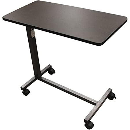 Non Tilt Top Overbed Table, Silver Vein