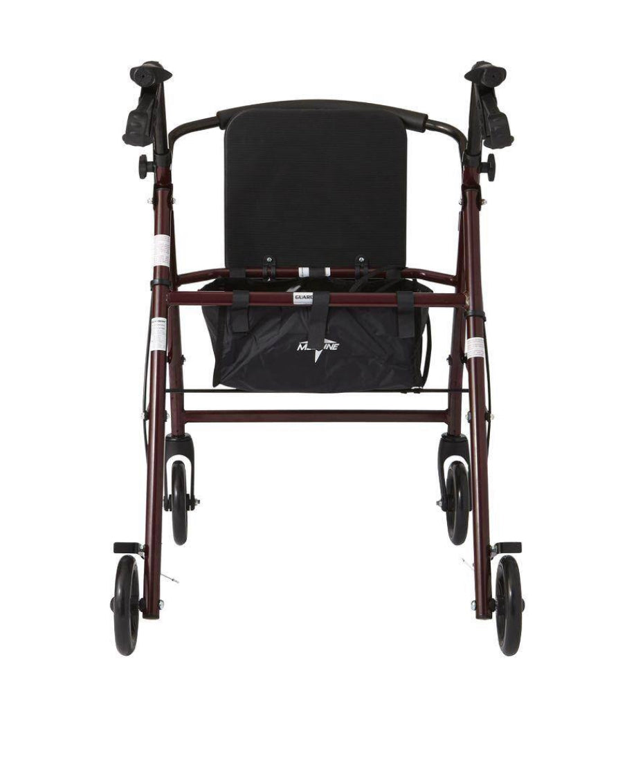 Medline Basic Rollator   W/ 6in wheels  Burgundy