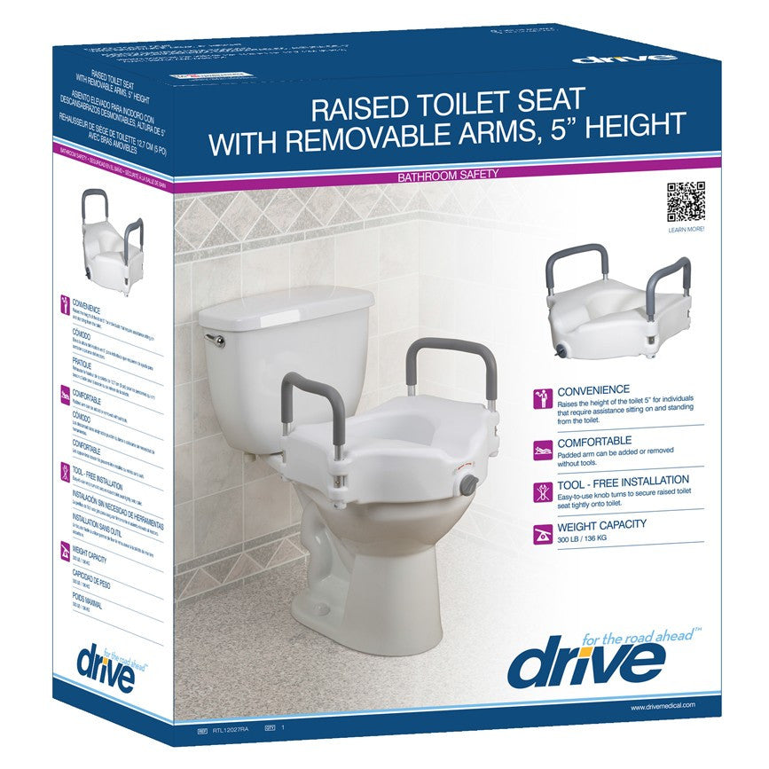 2-in-1 Locking Raised Toilet Seat with Tool-free Removable Arms